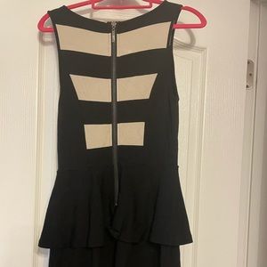 Black and Tan Peplum Dress